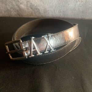 Y2K vintage Armani Exchange silver Belt with Silver Logo Buckle